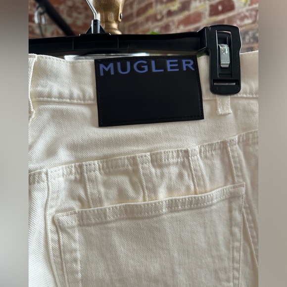 💥SALE💥Retail $950 NWT Mugler White Denim Spiral Seams Long Length JEANS Sold Out - Picture 11 of 15